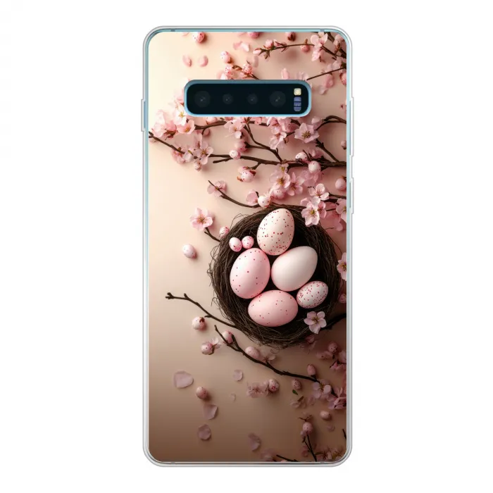 Roze - Bloesems - Eieren Telefoonhoesje Samsung Galaxy S10 Lite klein -3d