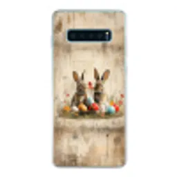 Konijnen - Bloemen - Eieren Telefoonhoesje Samsung Galaxy S10 Lite klein -3d