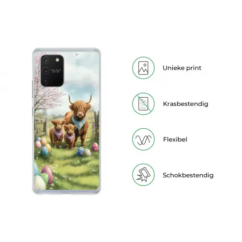 Schotsehooglanders - Paaseieren - Lente Telefoonhoesje Samsung Galaxy S10 Lite klein -specsS10Lite