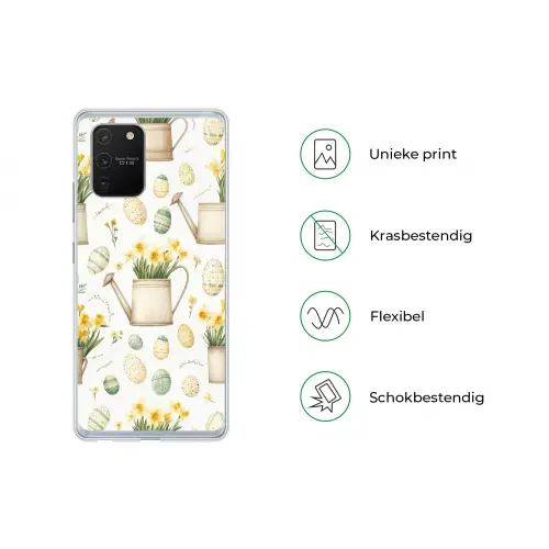 Gieter - Bloemen - Eieren Telefoonhoesje Samsung Galaxy S10 Lite klein -specsS10Lite