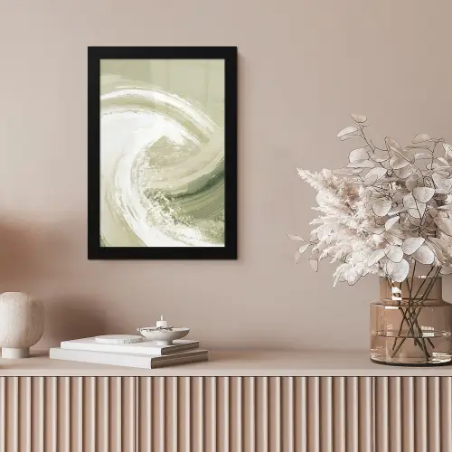 Abstract - Penseelstreken - Golven - Groen fotolijst zwart zonder passe partout klein -sfeer5
