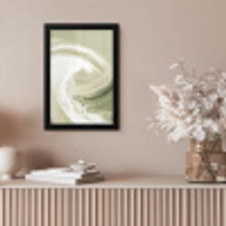 Abstract - Penseelstreken - Golven - Groen fotolijst zwart zonder passe partout klein -sfeer5