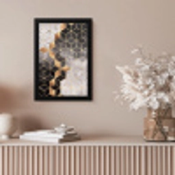 Abstract - Kubus - Goud - Patronen - Zwart - Wit fotolijst zwart zonder passe partout klein -sfeer5