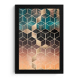 Abstract - Kubus - Goud - Patronen - Luxe fotolijst zwart zonder passe partout klein -3d