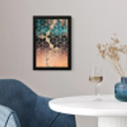 Abstract - Kubus - Goud - Patronen - Luxe fotolijst zwart zonder passe partout klein -sfeer4
