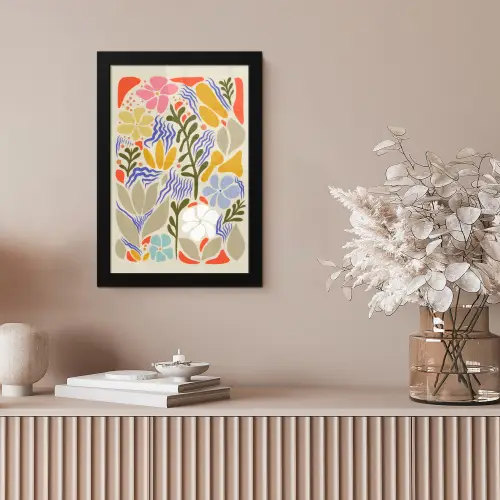 Abstract - Bloemen - Bladeren fotolijst zwart zonder passe partout klein -sfeer5