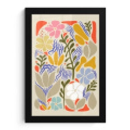Abstract - Bloemen - Bladeren fotolijst zwart zonder passe partout klein -3d