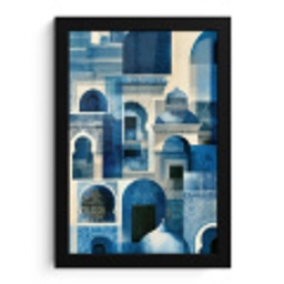 Grafisch - Abstract - Blauw - Wit fotolijst zwart zonder passe partout klein -3d