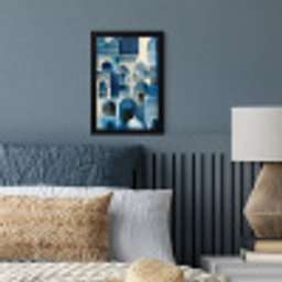 Grafisch - Abstract - Blauw - Wit fotolijst zwart zonder passe partout klein -sfeer3