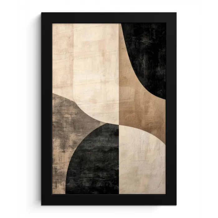 Abstract - Vlakken - Zwart - Rond fotolijst zwart zonder passe partout klein -3d