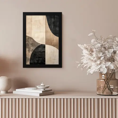 Abstract - Vlakken - Zwart - Rond fotolijst zwart zonder passe partout klein -sfeer5