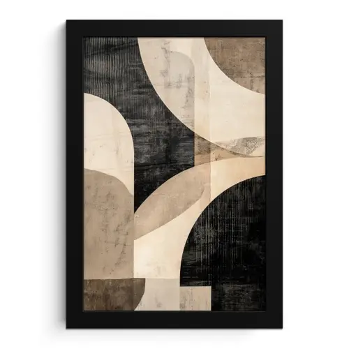 Abstract - Vormen - Modern - Beige fotolijst zwart zonder passe partout klein -3d
