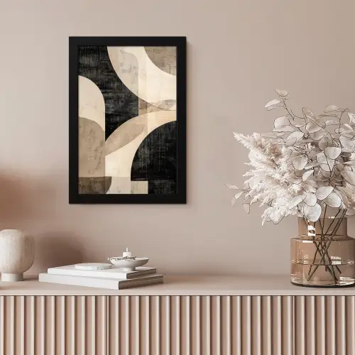 Abstract - Vormen - Modern - Beige fotolijst zwart zonder passe partout klein -sfeer5
