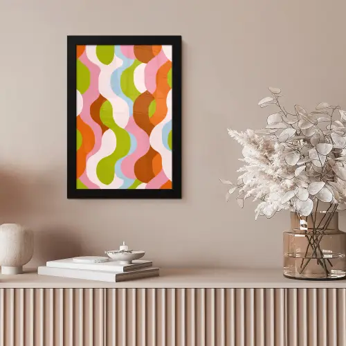 Abstract - Vormen - Roze fotolijst zwart zonder passe partout klein -sfeer5