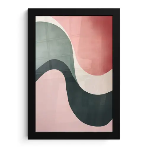 Abstract - Golven - Sierlijk - Roze fotolijst zwart zonder passe partout klein -3d