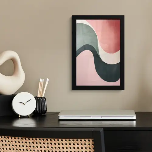 Abstract - Golven - Sierlijk - Roze fotolijst zwart zonder passe partout klein -sfeer1