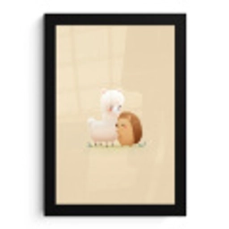 Alpaca - Egel - Bruin - Knuffelen fotolijst zwart zonder passe partout klein -3d