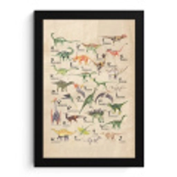 Alfabet - Dino - Dinosaurus - Educatief - Retro - Kinderen fotolijst zwart zonder passe partout klein -3d