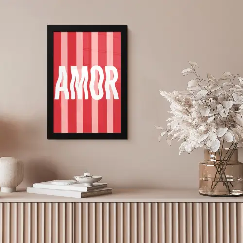 Amor - Strepen - Rood - Roze fotolijst zwart zonder passe partout klein -sfeer5