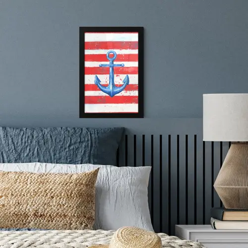 Anker - Verfspatten - Rood - Blauw fotolijst zwart zonder passe partout klein -sfeer3