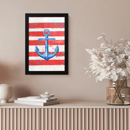 Anker - Verfspatten - Rood - Blauw fotolijst zwart zonder passe partout klein -sfeer5