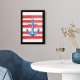 Anker - Verfspatten - Rood - Blauw fotolijst zwart zonder passe partout klein -sfeer4