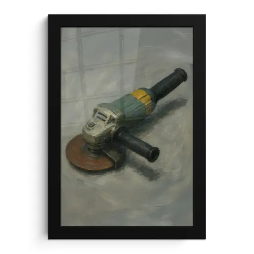 Haakse slijper - Schilderij - Gereedschap fotolijst zwart zonder passe partout klein -3d