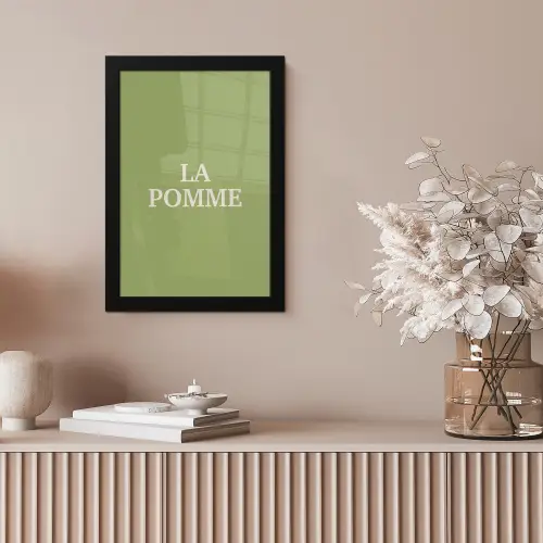 Appel - Groen - Minimalistisch fotolijst zwart zonder passe partout klein -sfeer5