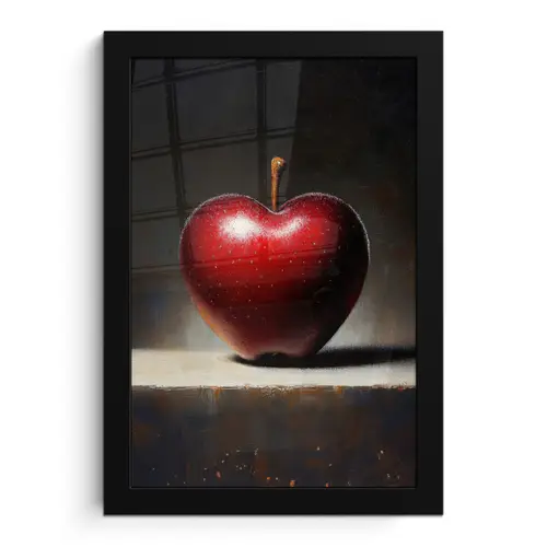 Apple - Hart - Rood fotolijst zwart zonder passe partout klein -3d