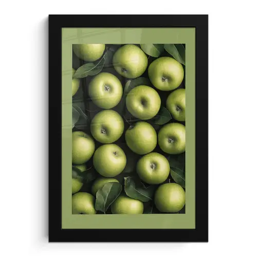 Appels - Groen - bladeren fotolijst zwart zonder passe partout klein -3d