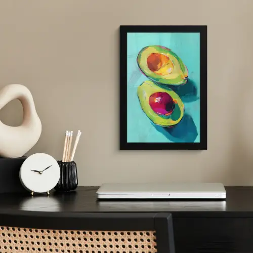 Avocado - Groen - Pit - Schaduw fotolijst zwart zonder passe partout klein -sfeer1