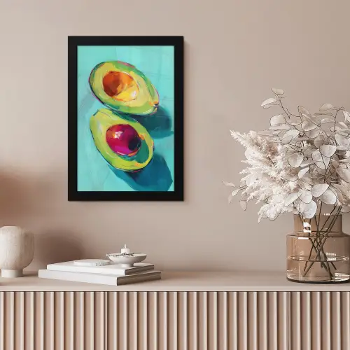 Avocado - Groen - Pit - Schaduw fotolijst zwart zonder passe partout klein -sfeer5