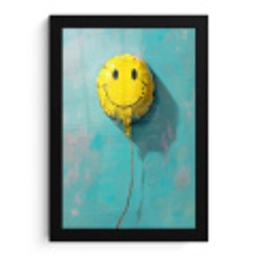 Ballon - Geel - Smiley fotolijst zwart zonder passe partout klein -3d