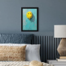 Ballon - Geel - Smiley fotolijst zwart zonder passe partout klein -sfeer3