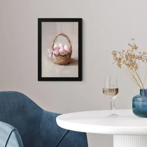 Mand - Eieren - Roze fotolijst zwart zonder passe partout klein -sfeer4