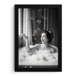 Bad - Bubbels - Zwart - Wit fotolijst zwart zonder passe partout klein -3d