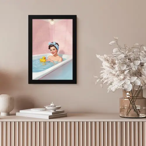Badkamer - Eend - Blauw fotolijst zwart zonder passe partout klein -sfeer5