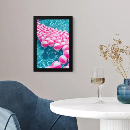 Strandballen - Roze - Water fotolijst zwart zonder passe partout klein -sfeer4