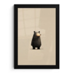 Beer - Donkerbruin - Minimalistisch fotolijst zwart zonder passe partout klein -3d