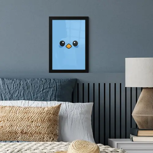 Vogel - Blauw - Eenvoudig fotolijst zwart zonder passe partout klein -sfeer3