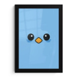 Vogel - Blauw - Eenvoudig fotolijst zwart zonder passe partout klein -3d