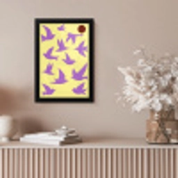 Vogels - Cirkel - Geel - Beweging fotolijst zwart zonder passe partout klein -sfeer5