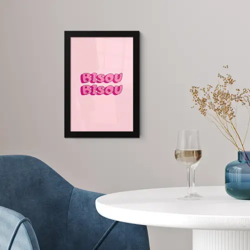 Bisou - Roze - Schaduw fotolijst zwart zonder passe partout klein -sfeer4