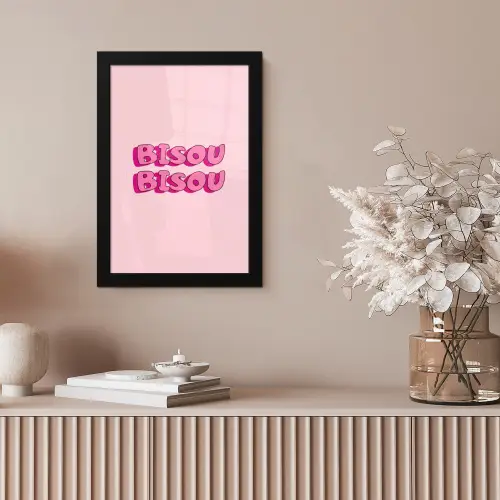 Bisou - Roze - Schaduw fotolijst zwart zonder passe partout klein -sfeer5