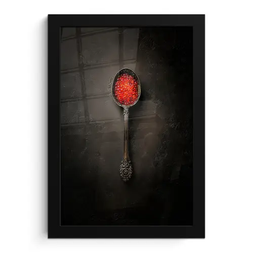 Zwart - Lepel - Caviar fotolijst zwart zonder passe partout klein -3d