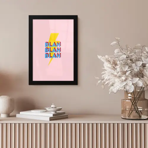 Blah - Bliksem - Roze fotolijst zwart zonder passe partout klein -sfeer5