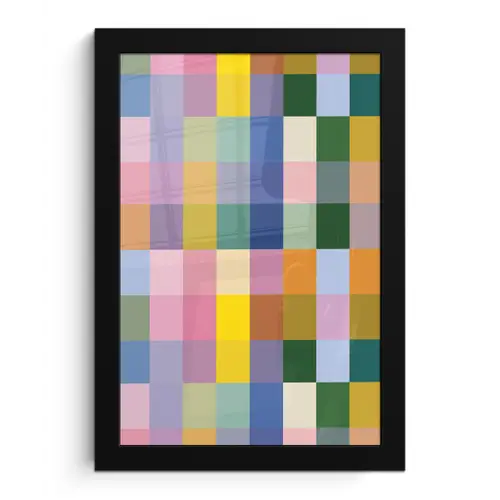 Blokken - Vierkant - Patroon - Gekleurd fotolijst zwart zonder passe partout klein -3d