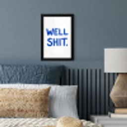 Blauw - Quote - Wit fotolijst zwart zonder passe partout klein -sfeer3