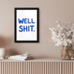 Blauw - Quote - Wit fotolijst zwart zonder passe partout klein -sfeer5
