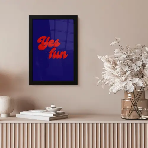 Blauw - Rood - Yes fun - 3D fotolijst zwart zonder passe partout klein -sfeer5